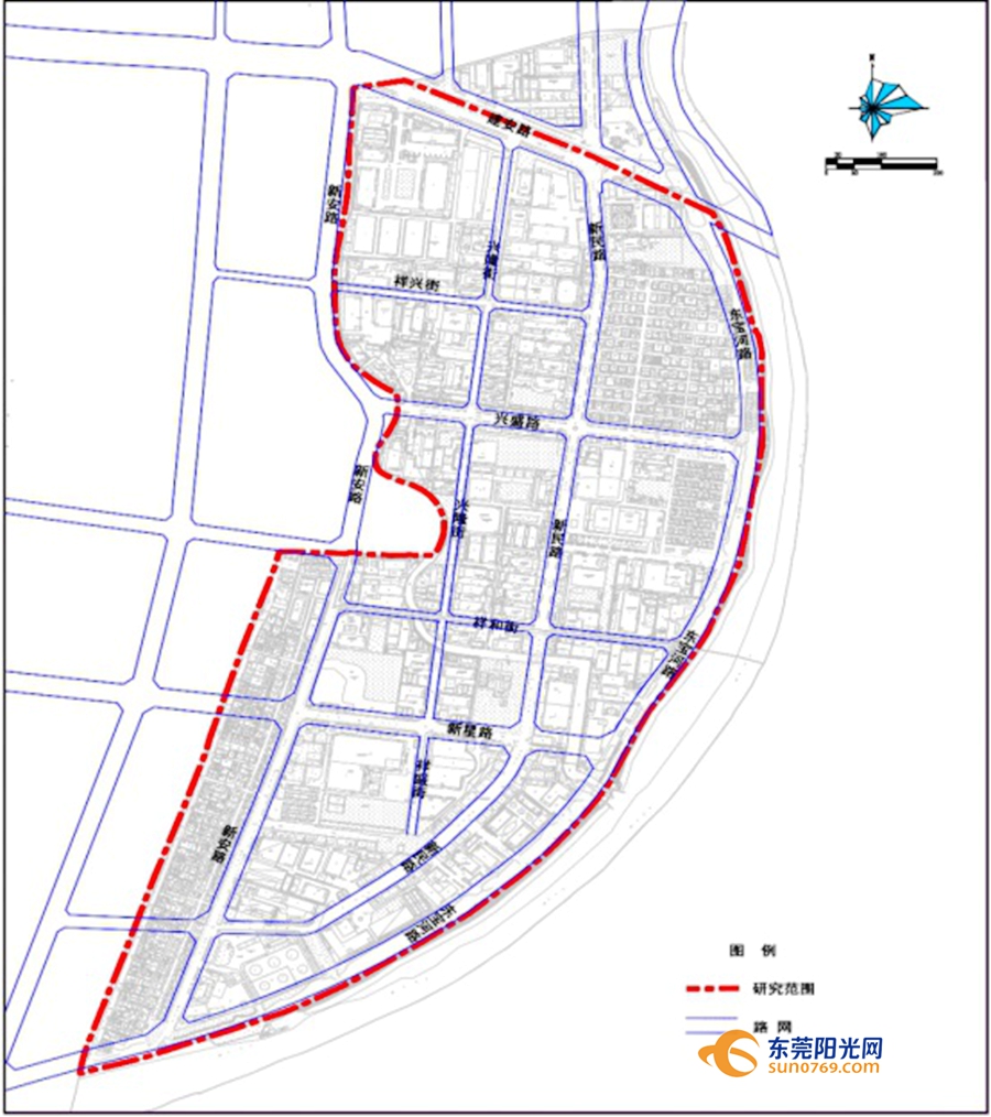 东莞市长安镇新民社区茅洲河沿岸产城融合类更新单元范围图