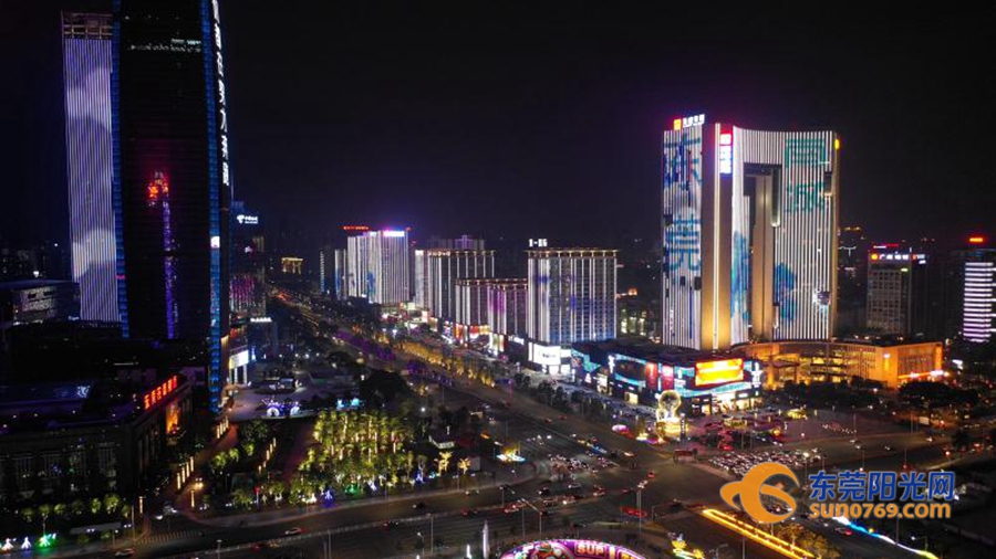 流光溢彩东莞大道鸿福路夜景灯光试亮灯现场超美的