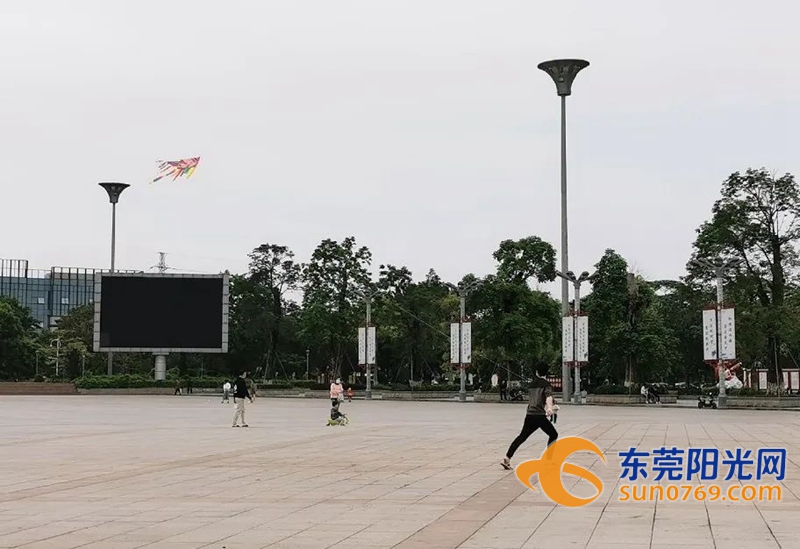 高埗广场,不少市民出来踏青游玩,放飞风筝,沐浴春光.